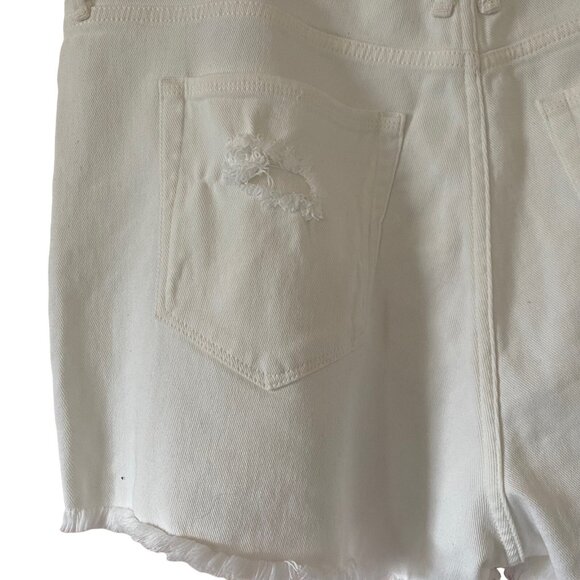 Good American 18 Bombshell High Waist Cutoff Shorts Distressed White Plus NWT - Picture 4 of 8